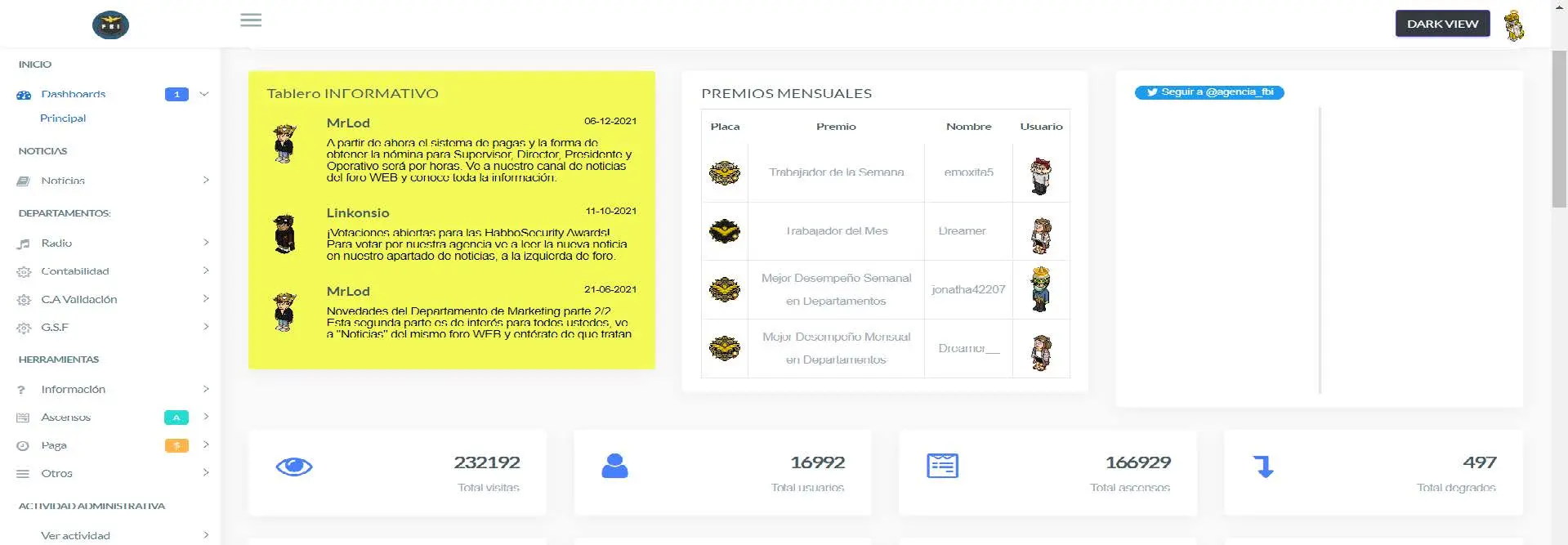 Portada del foro con categorías